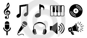 Set audio icons, group musical notes signs Ã¢â¬â vector